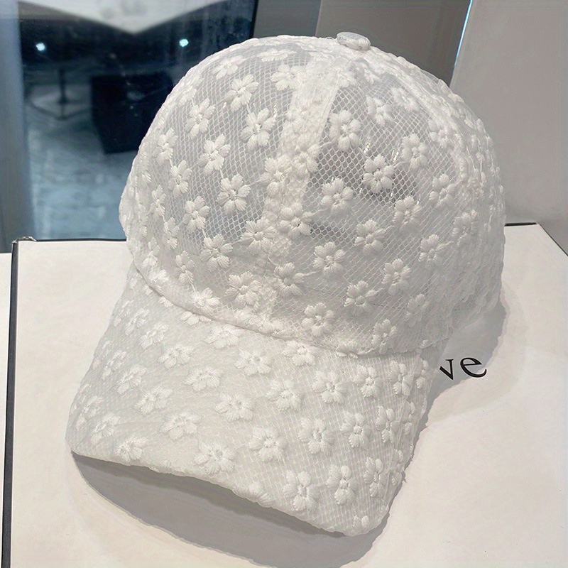Spring And Summer Women's Floral Duckbill Cap Versatile Face-revealing Hollow Baseball Hat