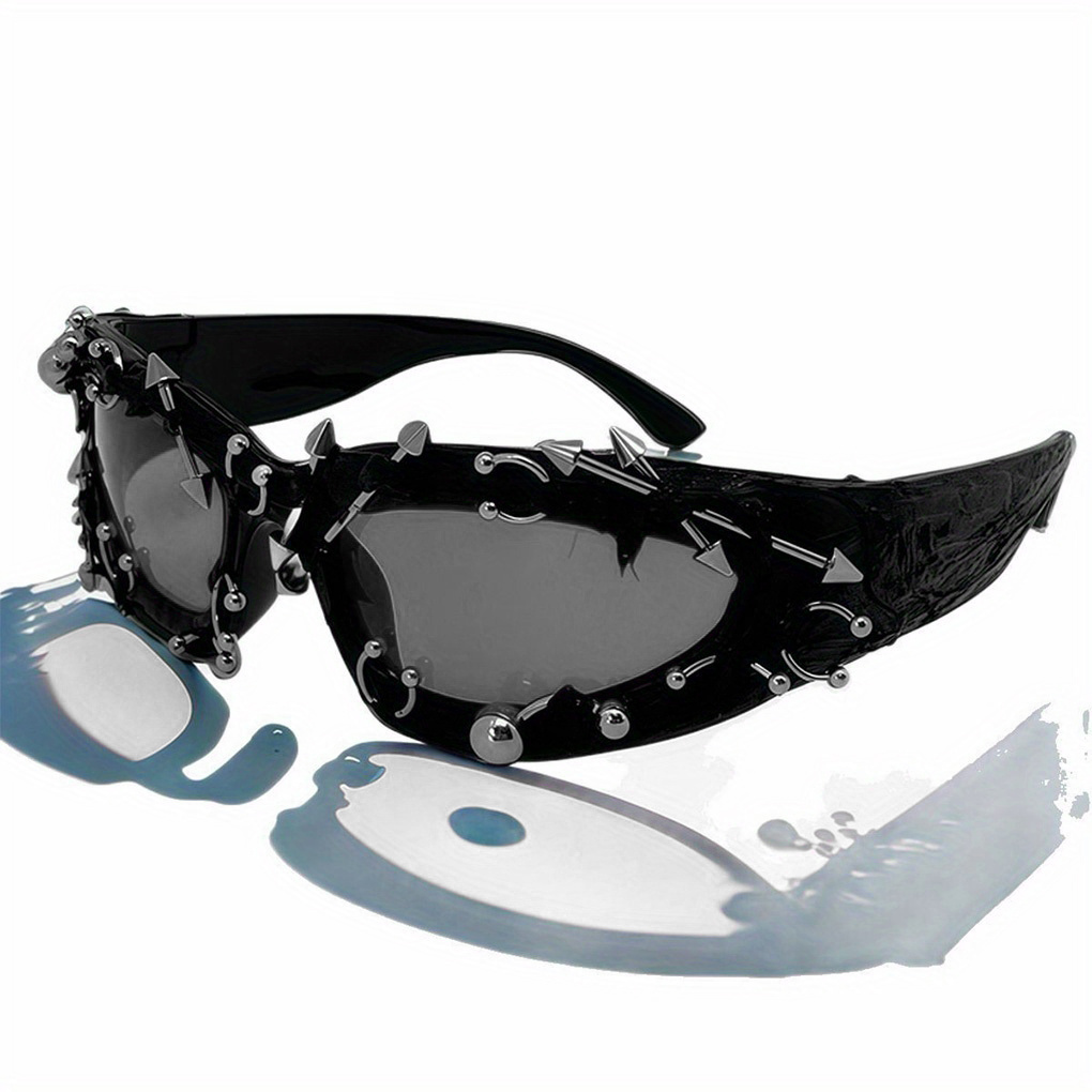 TEMU Punk Gothic Glasses For - Heavy-duty Devil Eyewear With Non-prescription Statement Frames, Durable Plastic Glasses Suitable For Costume Parties,