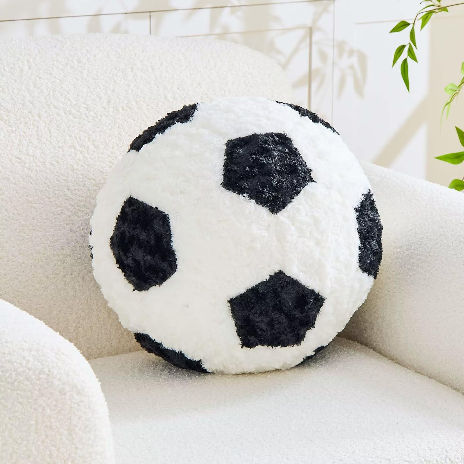 Soccer Throw Pillow Black Round Football Ball Pillow Soccer Plush Pillows Aesthetic Home Decor Soccer Ball Decorative Soccer Ball For Bed