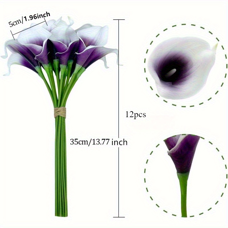 Image of 12pcs Artificial Purple - Perfect For Living Room, Bedroom, Dining Table, Garden Decor