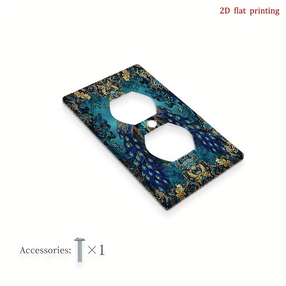 TEMU 1pc Pearooster Blue Golden Farmhouse Switch Plate Cover - Decorative With Rooster, Snap-/ Installation, No /, For Single/double Rocker/