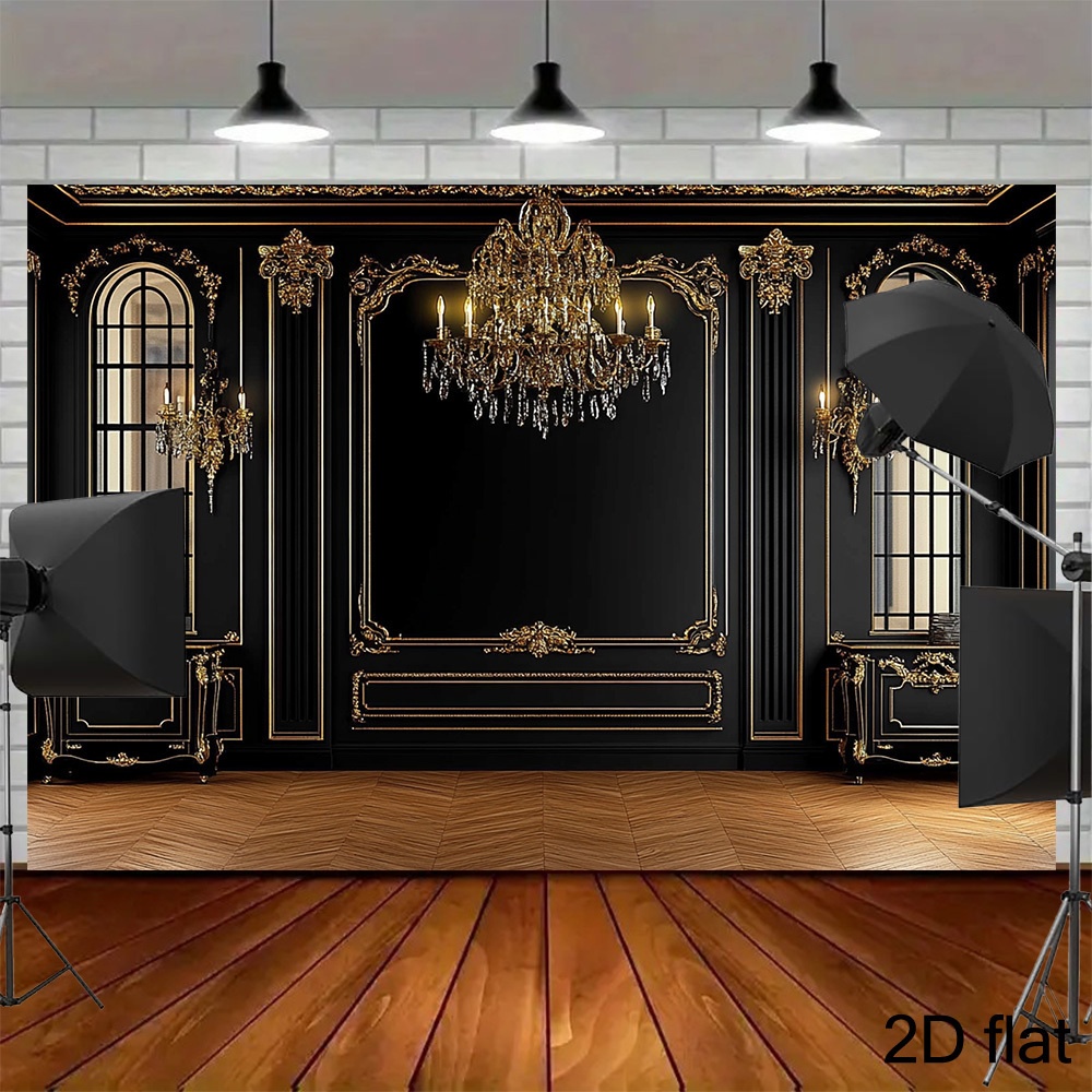 TEMU A Single Flat Backdrop Featuring A Two-dimensional With Golden Details, Set Against An Background With Floor Panels. Ideal For Vector Graphic