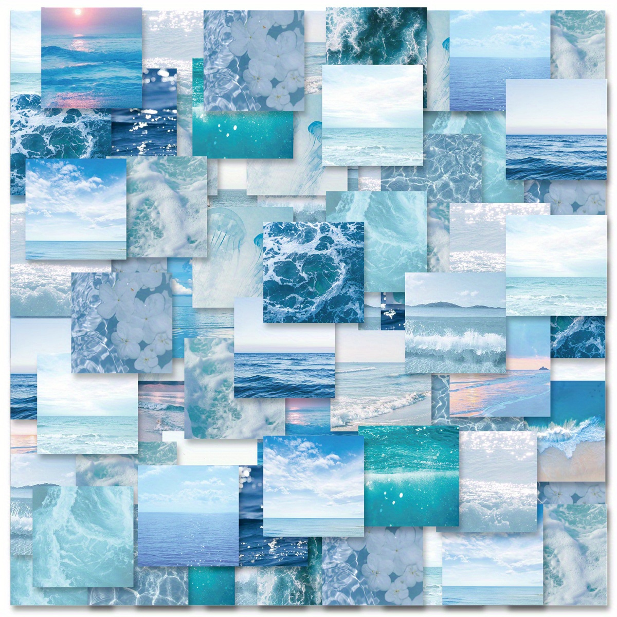 

46pcs Ocean Landscape Paper Adhesive Set For Scrapbooking, Diary, Journaling, & Craft Decorations With Assorted Sea And Patterns