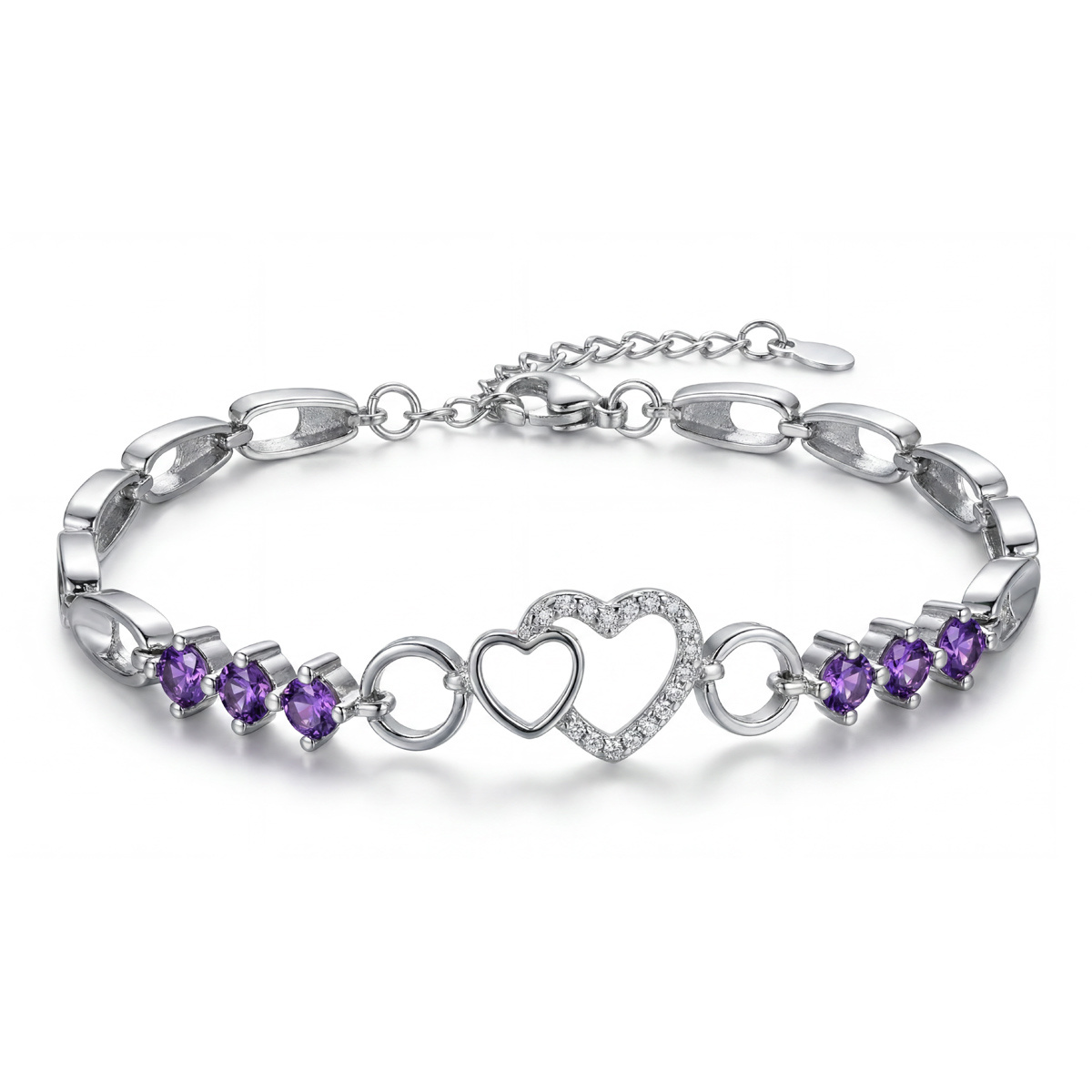 Image of S925 Silvery Heart Bracelet- Sophisticated Design, European Daily Commuting And As A Travel Accessory.