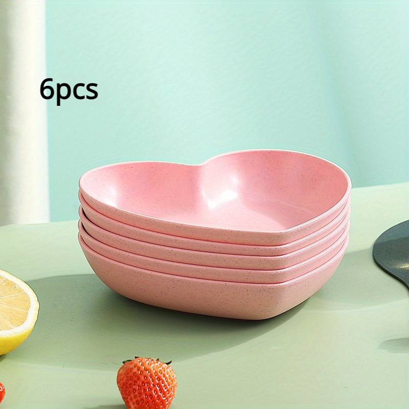 

1pack=6pcs Heart-shaped Plastic Tray- Snack, Fruit, Dessert And Cake Plate, Suitable In Kitchen, Party And Holiday Use