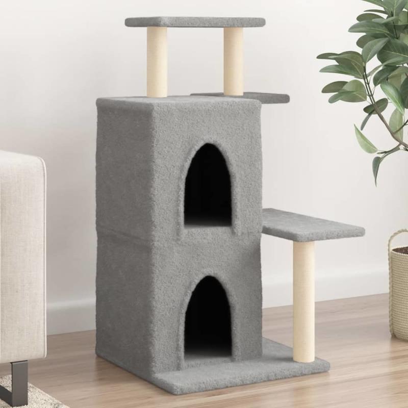 

1pc Arbre à chat à plusieurs niveaux avec coussins en peluche, poteaux à gratter recouverts de sisal et hamac pour chats d'intérieur - Construction en panneaux de durables