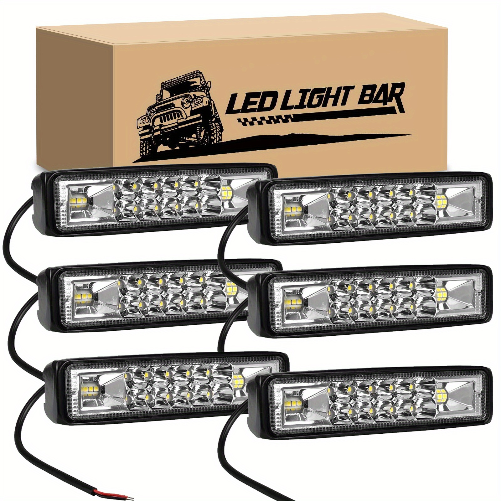 TEMU 2/4/6/8pcs Straight-shaped Led Work Light White Light With -universal For Car, Truck, Pickup, Boat, Suv, Ect.