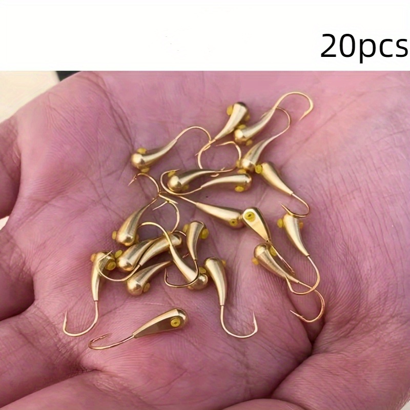 TEMU [Gouden Visspoelen] 20 stuks Gouden Koperen Kop Visspoelen | Weerhaken met Koolstofstalen Lichaam voor - en Wildvissen - Geniet van Superieure