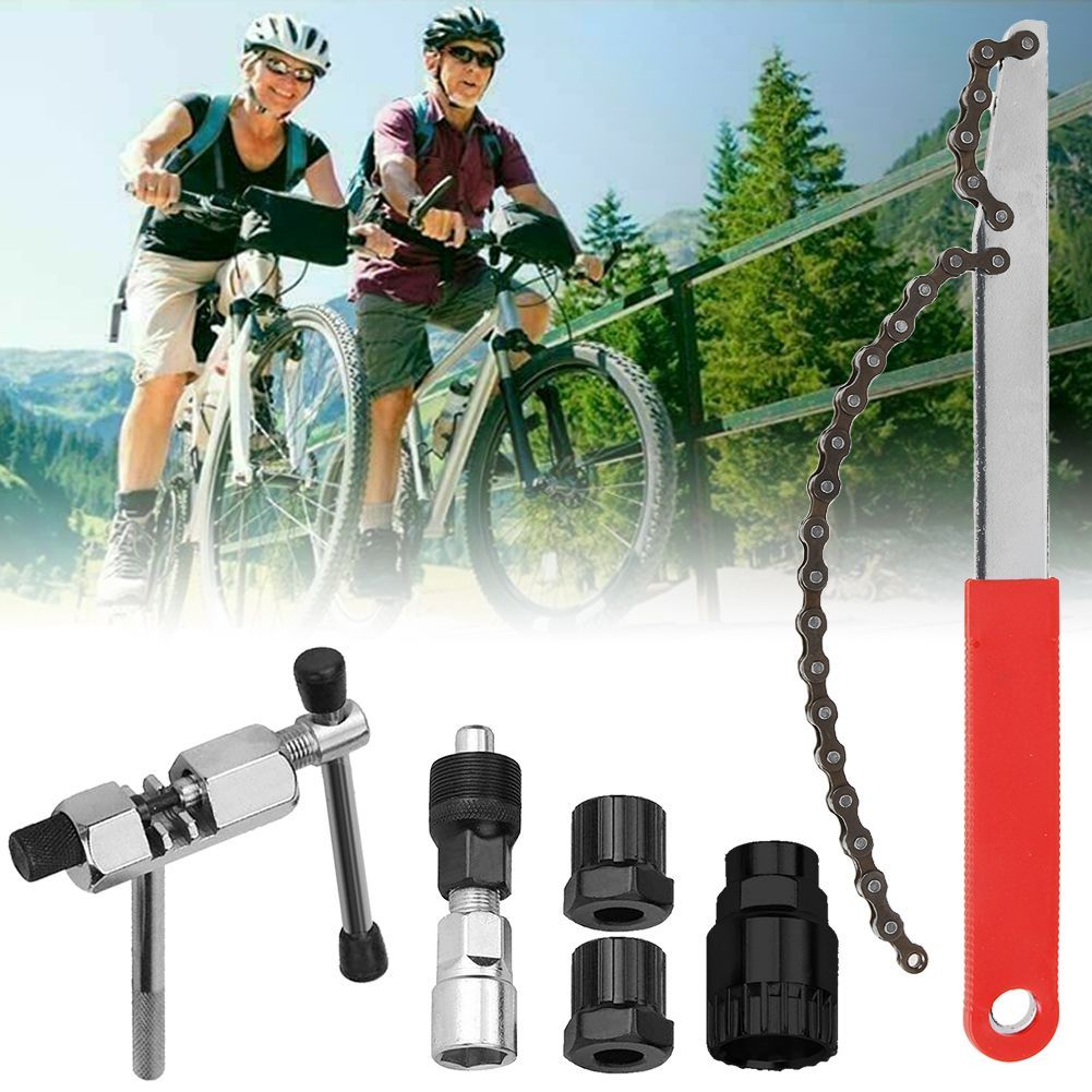 Image of Set Of 6 Bicycle Crank Puller Tools, Including A Sprocket Puller And Chain Breaker For Bike Repairs