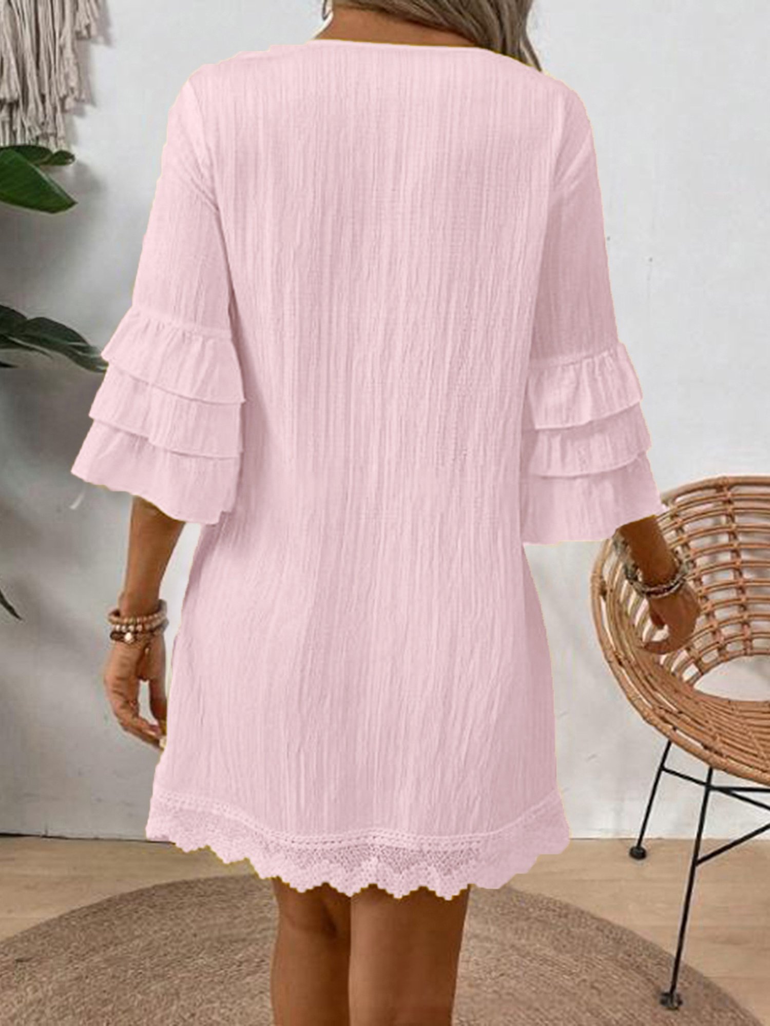 flowy sleeve wedding guest dress Dusty Rose V-Neck Flowy Maxi Mother of the Bride Dress with Sleeves