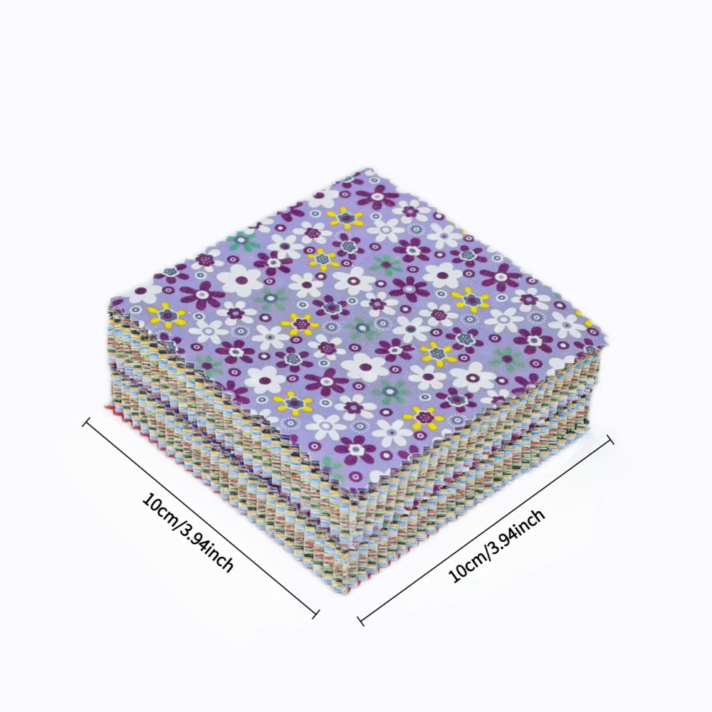 200 kosov pisanega večnamenskega kompleta blaga - 10*10 cm vnaprej izrezani kvadratni z nazobčanimi robovi, z različnimi cvetličnimi, črtastimi