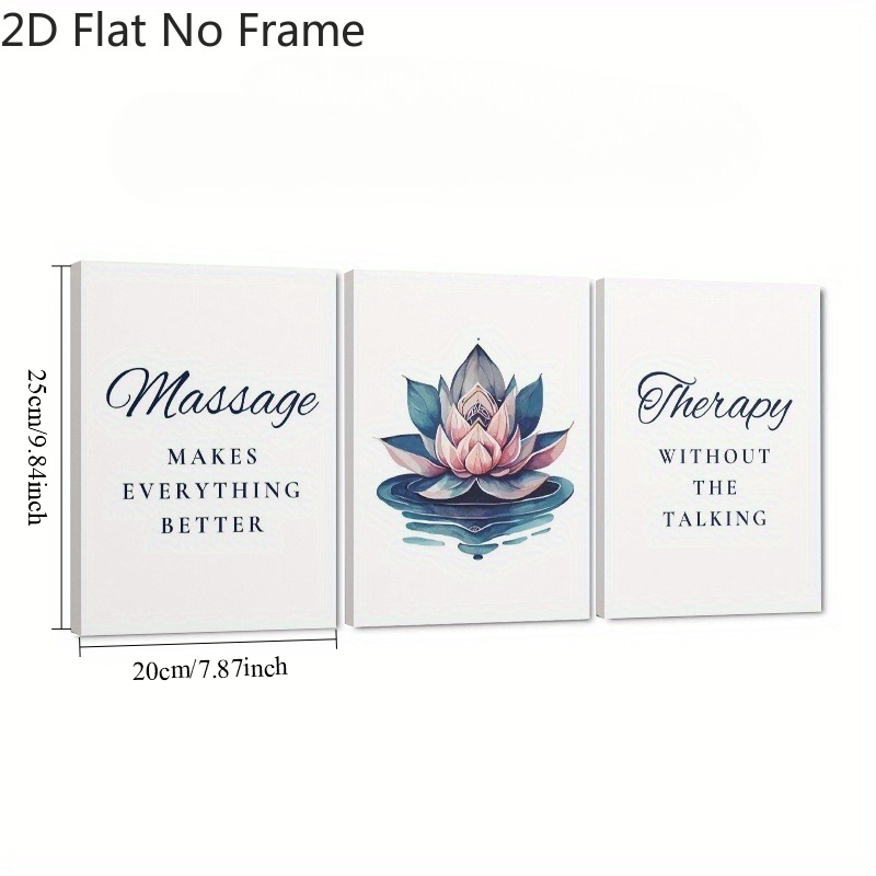 TEMU 2d Flat, 2d Flat, 3pcs 2d Flat Massage Relaxation Theme Oil Paintings, Wall Decor, Living Room Bedroom Home Decoration, Perfect Gift For Him/her