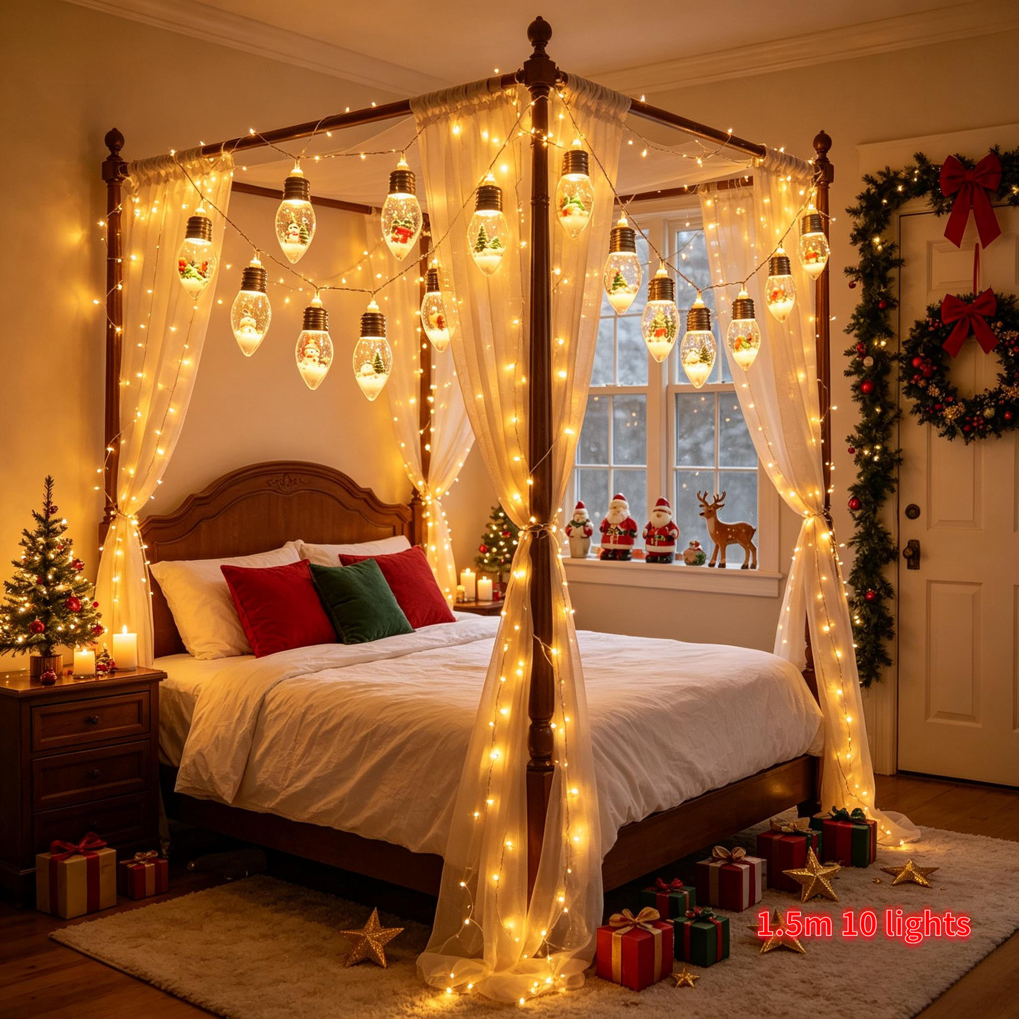 TEMU Luci decorative natalizie a LED , luci a creative, luci d'accento da parete a luce d' con motivi di e albero di Natale (a batteria, batterie non