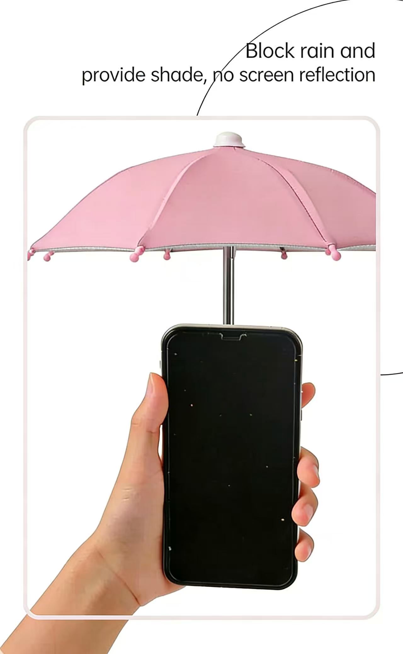 1 Set (Umbrella *1pc And Phone Suction Cup *1pc) New Arrival - Portable Phone Sunshade Folding Umbrella Designed Specifically for Phones, with Suction Cups, Suitable for Beaches, Camping, Photography And Videography