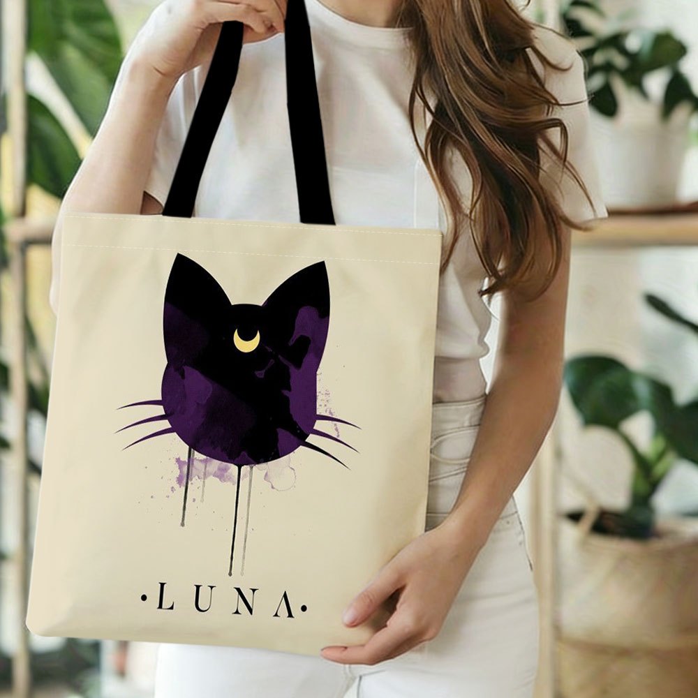 TEMU 1 pz Borsa a tracolla da donna - Borsa a Luna con stampa HD su entrambi i lati, Borsa della riutilizzabile con , Adatta per Halloween e Natale,