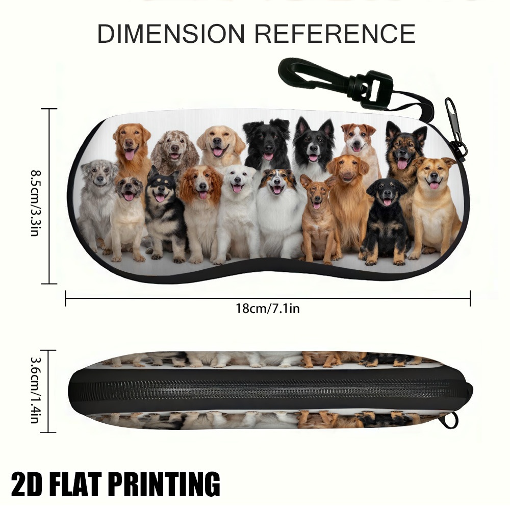 TEMU 2D - (2D ) 1pc de Perros Sonrientes Estuche para Gafas, y Duradero, Ideal para el Desplazamiento Diario y Viajes de