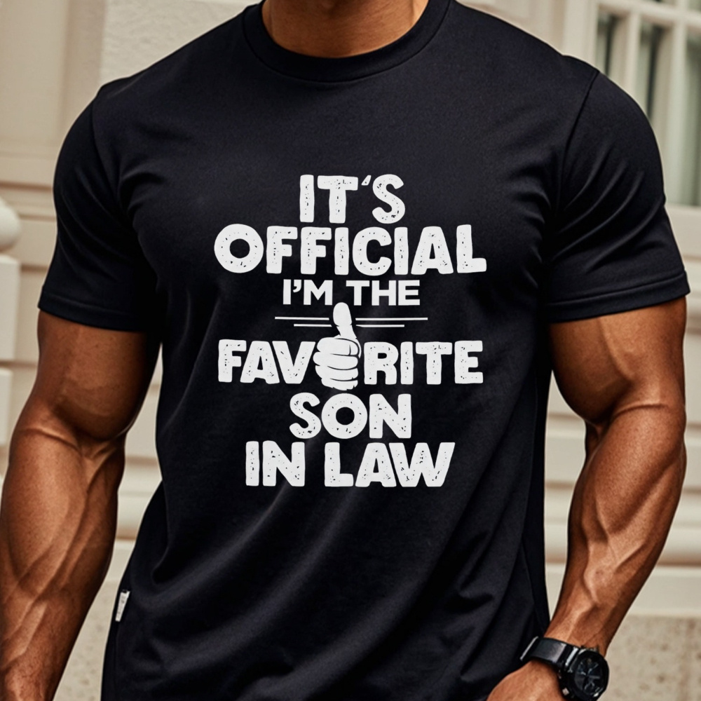 

Official I'm The In Law Retro Humor Trendy Printed T-shirt, Men's Casual And Comfortable T-shirt Summer, Men's Short-sleeved Top For Activities