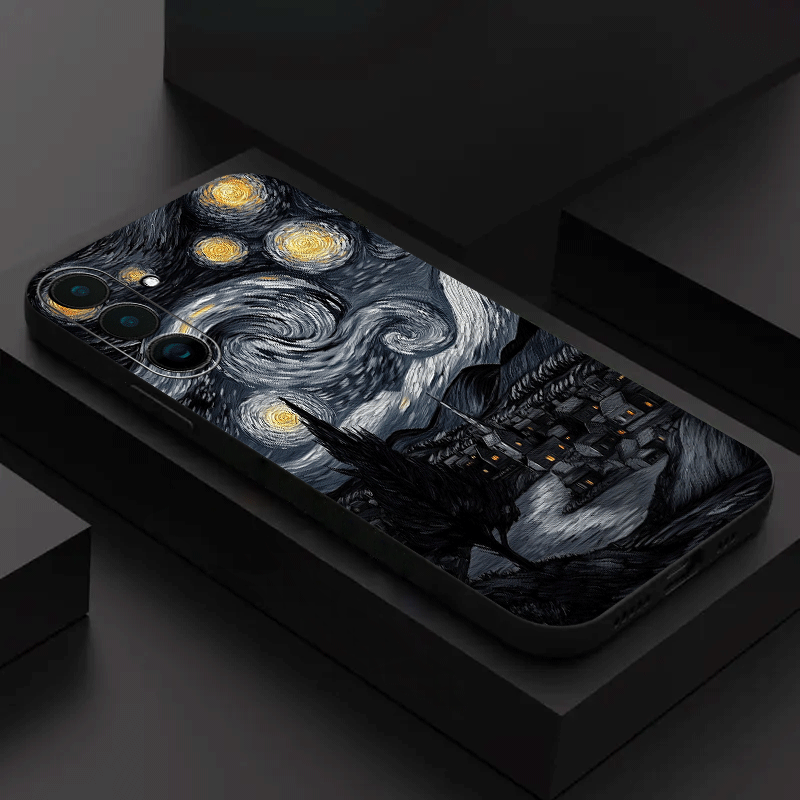 TEMU Phone Case - Starry Night Oil Painting Van Gogh Style Art Pattern 2025 Tpu Phone Case For Galaxy S25/s24/s23/s22/s21/s20/note