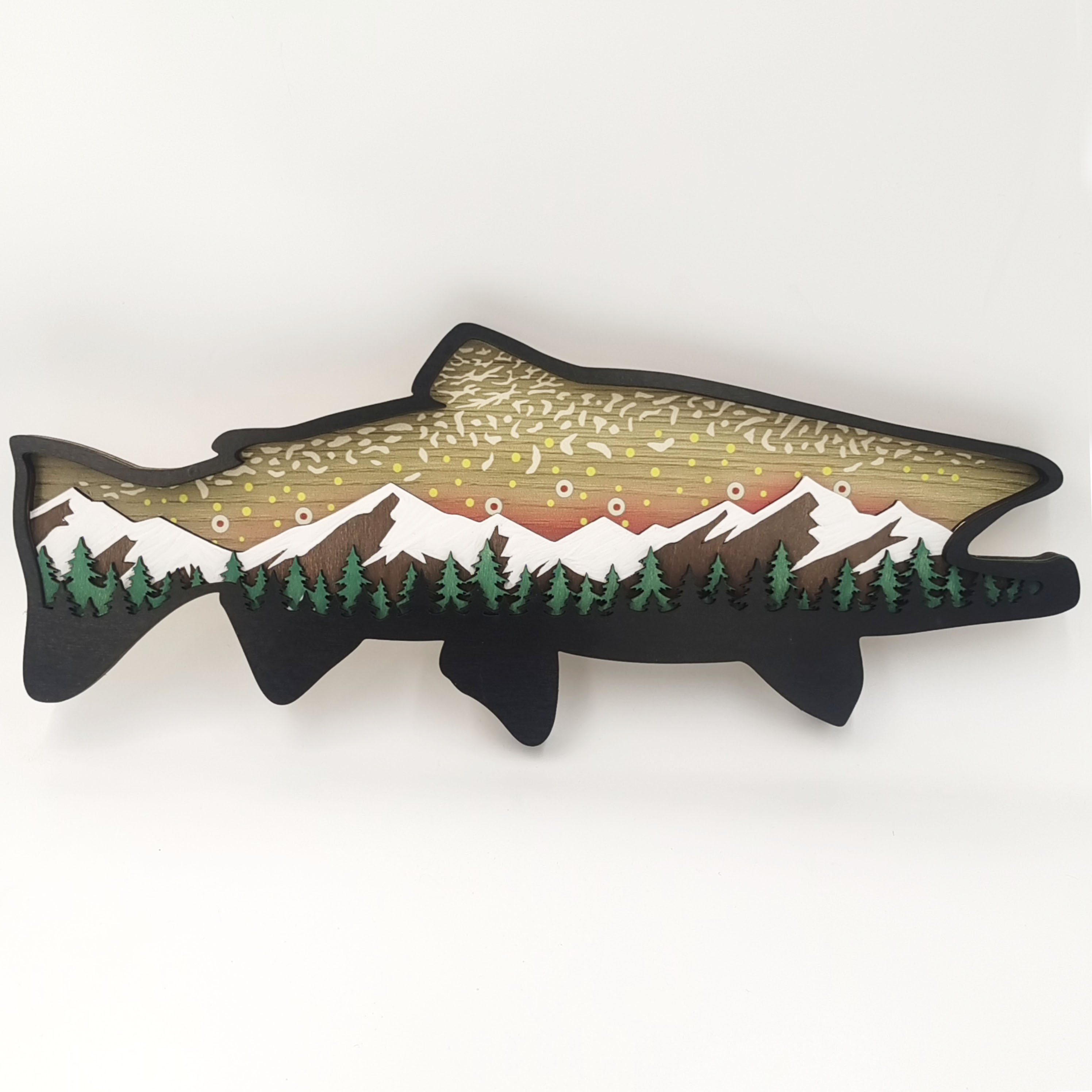 TEMU Wooden Salmon-shaped Decoration, Home Wall Ornament