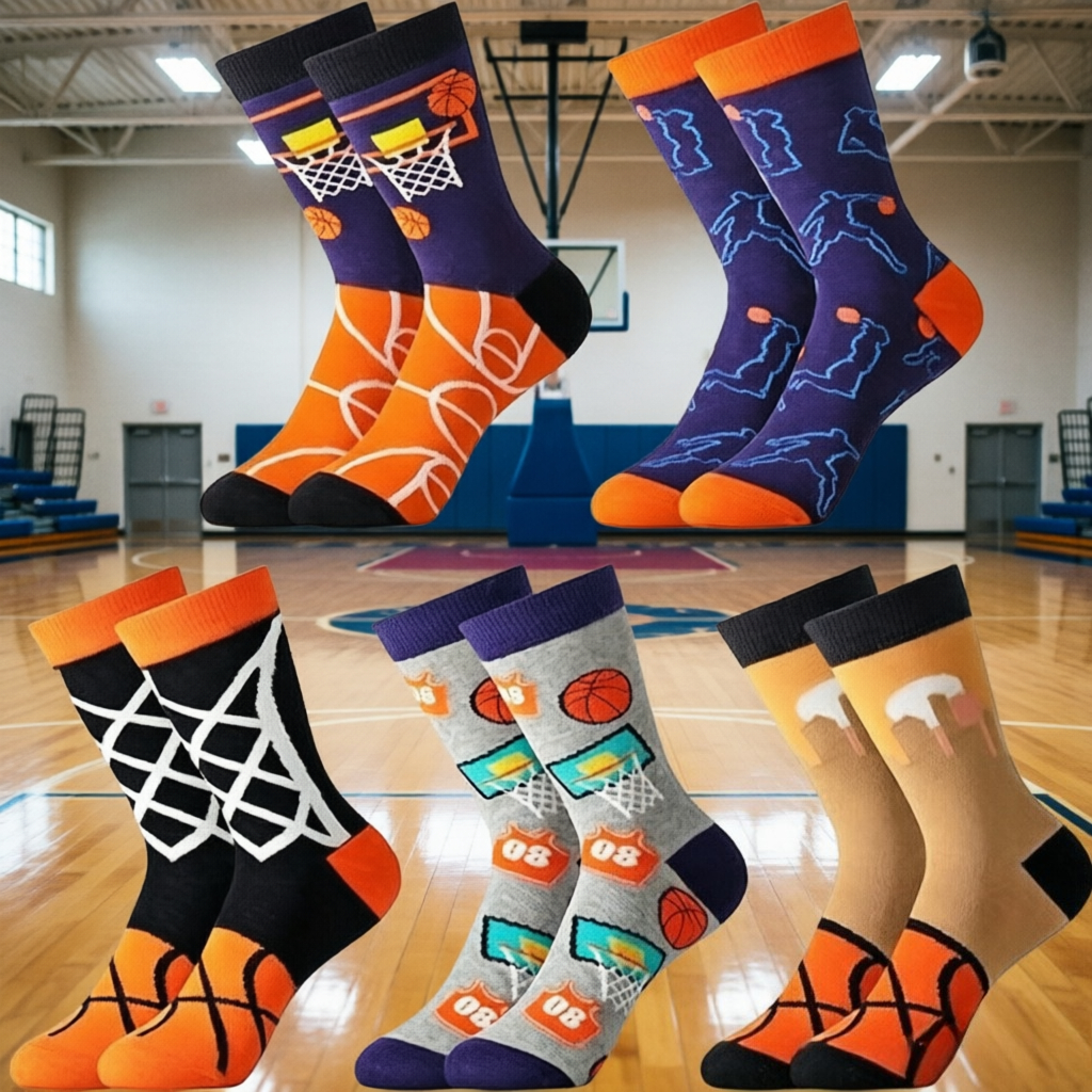 TEMU 5-pair Basketball Socks - A Gift For Basketball Lovers - Men's And Women's Socks -' Basketball Socks - Comfortable And Breathable Socks Suitable