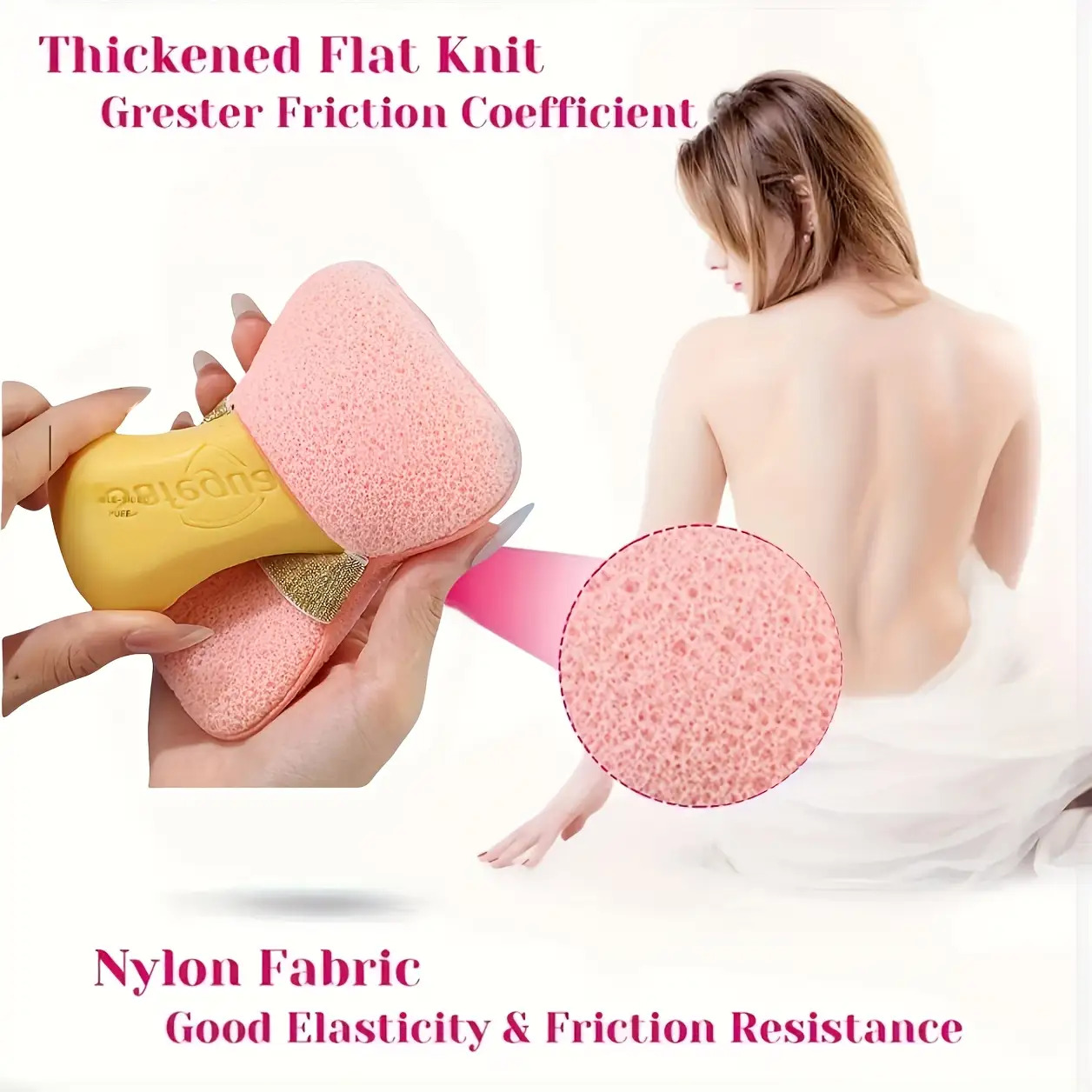 2pcs Bath Sponges Set with Hook, Magic Exfoliating Sponge in Random Color