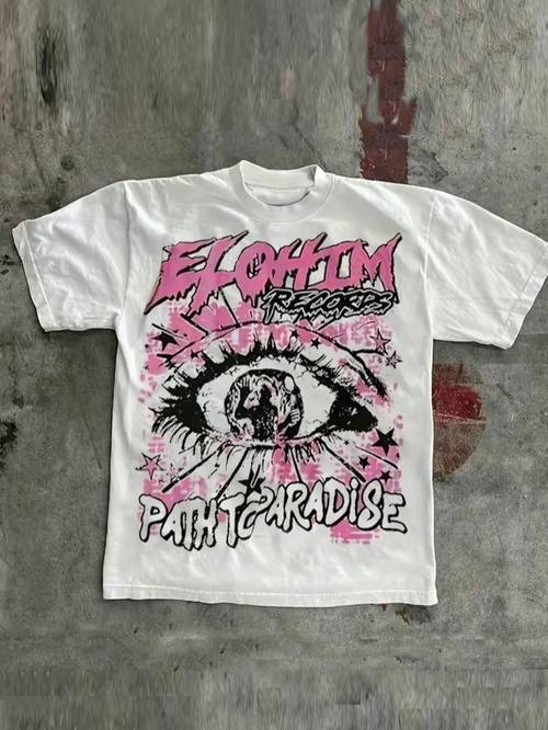 y2k mens graphic t shirt heaven with slogan print white with pink and regular fit short sleeves crew neck casual summer washable vintage fashion t shirt durable style