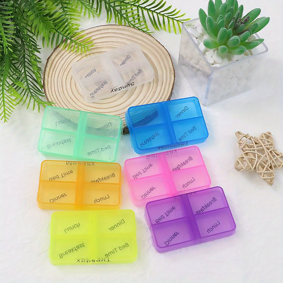 7-Day Weekly Pill Organizer - 4 Times a Day Medicine Box with Color-Coded Compartments, Food-Safe Plastic, Transparent Large Pill Case for Vitamins & Medicines, Vitamin Storage, Vibrant Design, Clear Plastic, Daily Medication Management, Hygienic Storage, Healthconscious Users