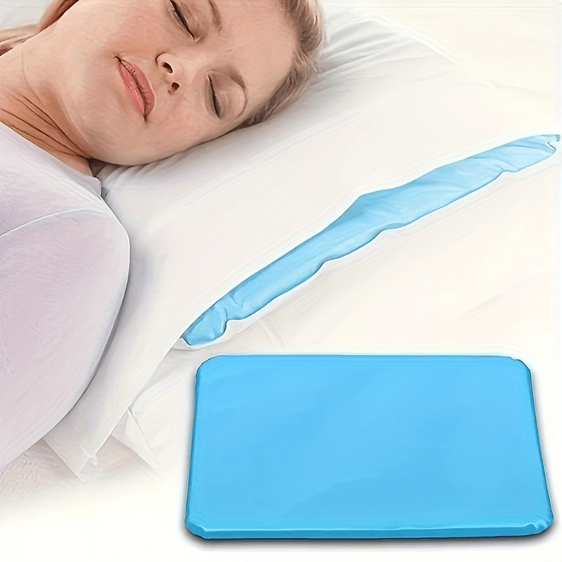 Image of 1pc Blue Gel Ice Pack Cooling Pillow, Portable Neck Cushion, Summer Cooling Pad For Muscle Relax, Hand Washable Soft Fabric Cooling Cushion For Home Bedding & Daily Use