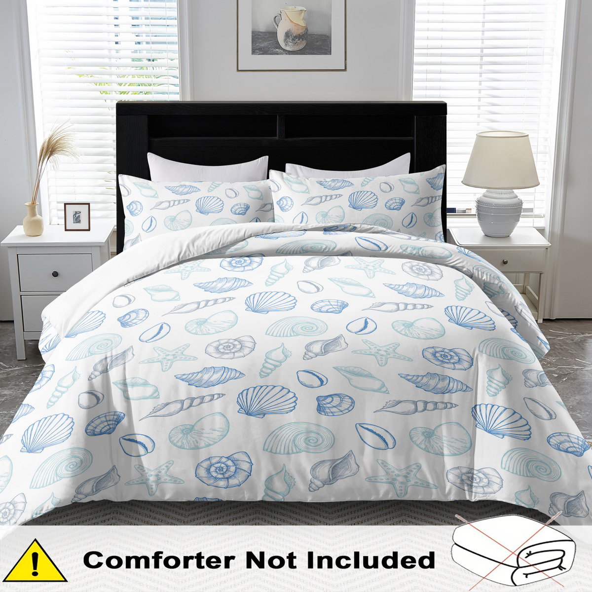 TEMU 2/ 3pcs Blue Ocean Duvet Cover, Soft And Comfortable, Queen Duvet Cover Bedding Set, Conch Duvet Cover King Size, Seagrass Bedding Set For