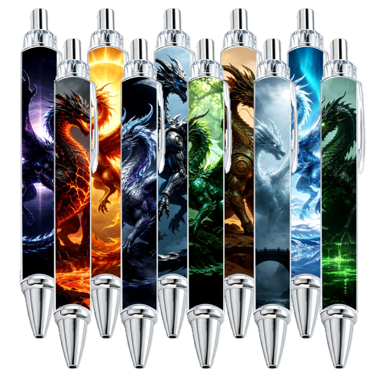 TEMU 10pcs Magical Dragon Illustration Unisex Pens, Stationery Learning Gifts