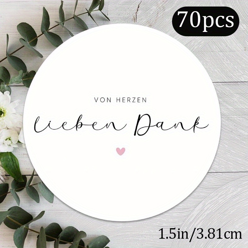 Image of 70pcs Of German Thank You Stickers, Featuring An Upgraded Design Easy To Peel And Sun Protection. Easy Yet Elegant Gift Label Stickers Are Perfect For Envelopes, Gift Boxes, And Cards