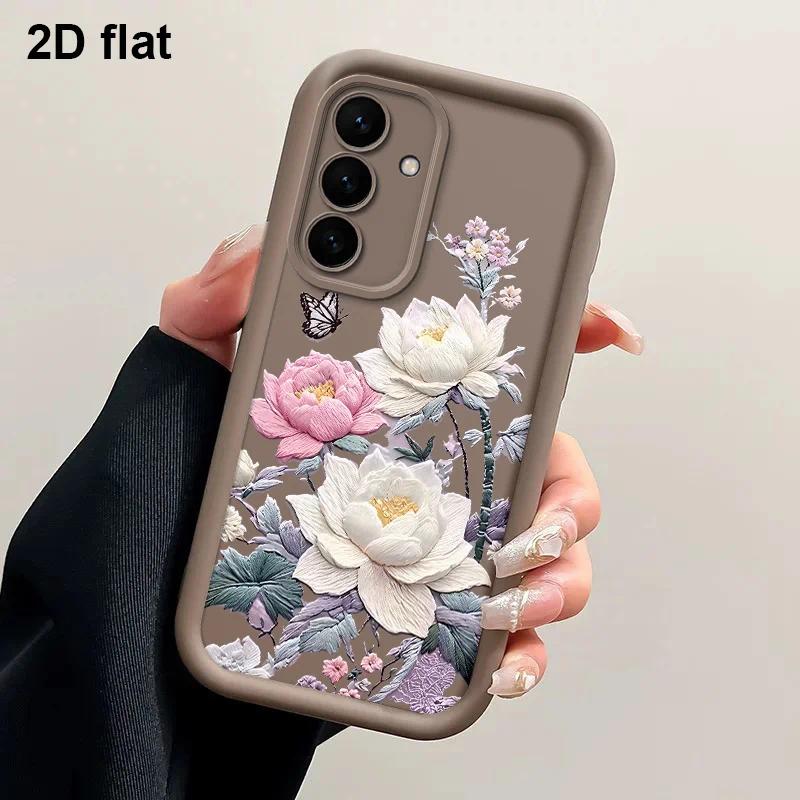 TEMU Phone Case - 2d Flat Lotus Flutter Phone Case Suitable For Galaxy S26 Fe 5g Anti-slip Casing Shockproof Protective Shell Soft Back Cover