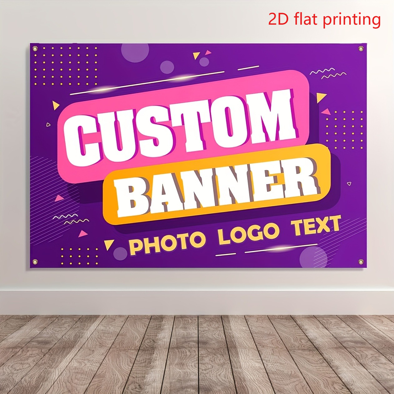 TEMU 2d Flat - Custom Wall-mounted Banner - 2d Flat - Durable And Long-lasting, Customizable With Text/patterns, Suitable For For Indoor/outdoor