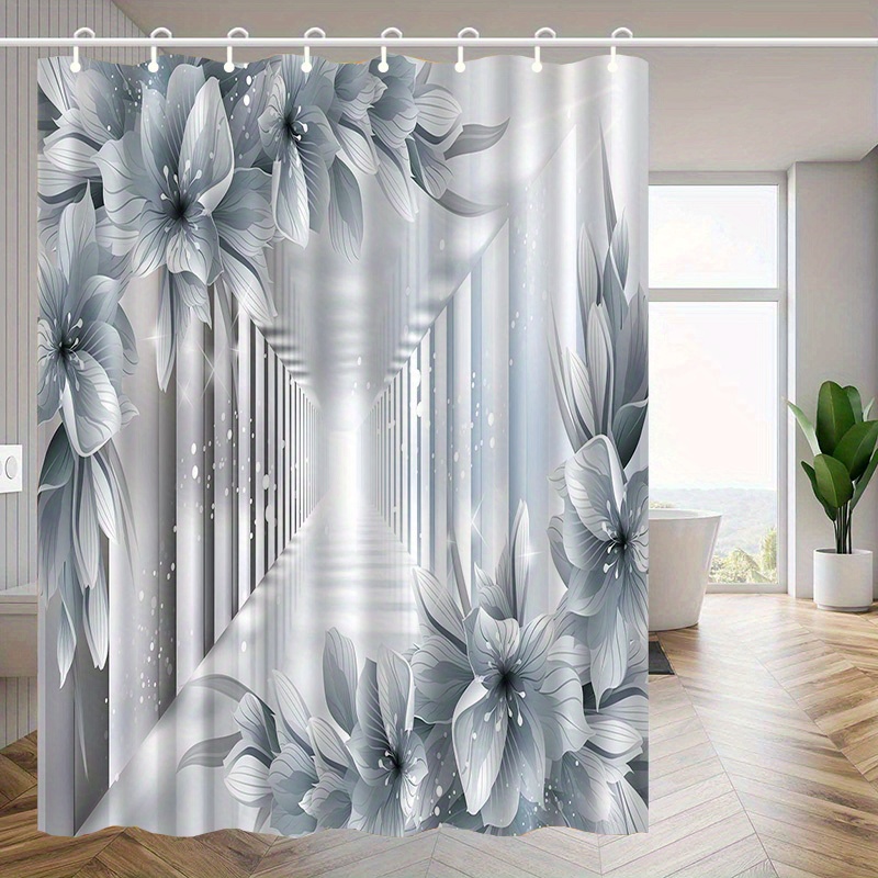 TEMU Jit1pc3d Tunnel Floral Pattern Shower Curtain, High-end Elegant Bathroom Curtain Shower Curtain, Shower Curtain Home Decor Pattern Printing,