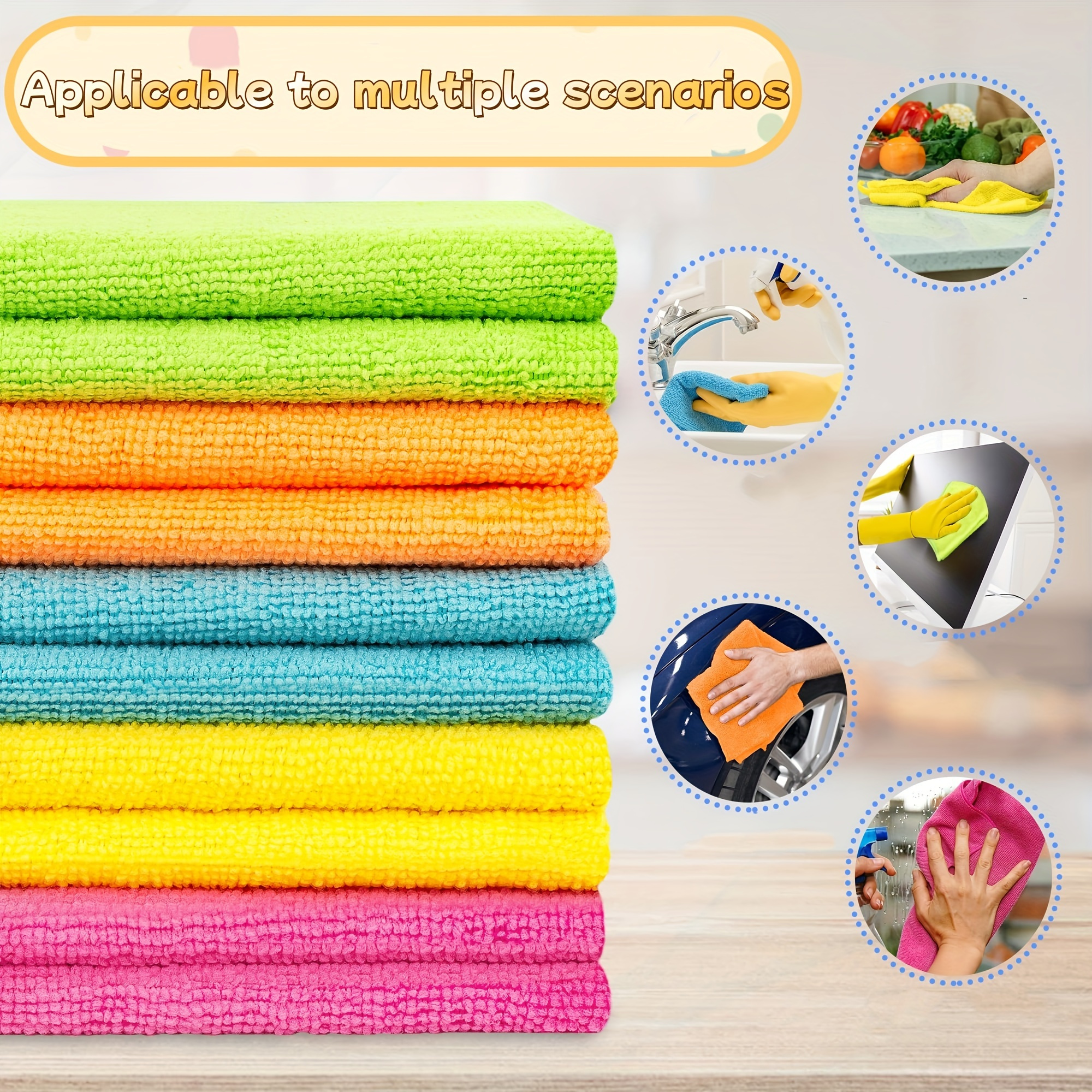 50-Pack Microfiber Cleaning Towels 16x16 in, Absorbent, Durable, Quick-Drying, Reusable Cloths for Kitchen and Commercial Use