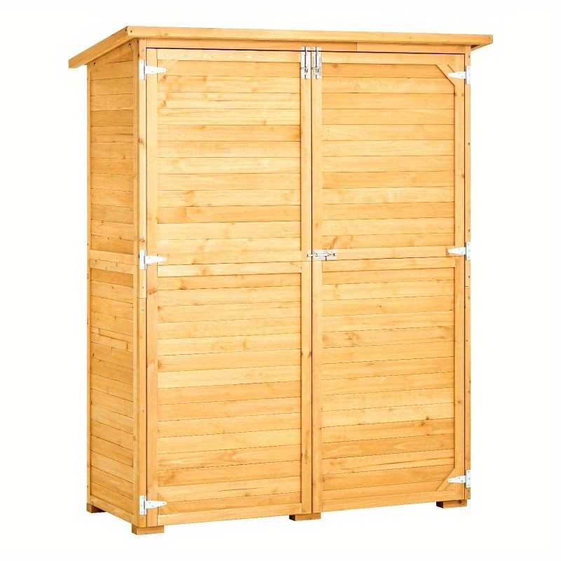 Outdoor Wooden Storage Shed Waterproof Garden Tool Metal Shed, 55x67.5 Inches, Rustresistant Construction
