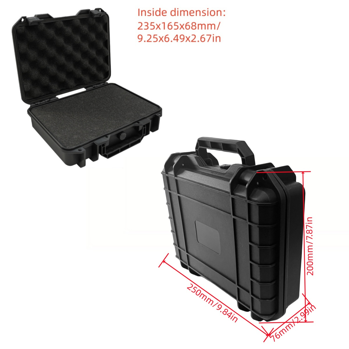 TEMU 1pc Waterproof Hard Case, Industrial Organizer, Multipurpose Storage Container, Durable Plastic Box With Security Lock, Foam Interior, Handle,
