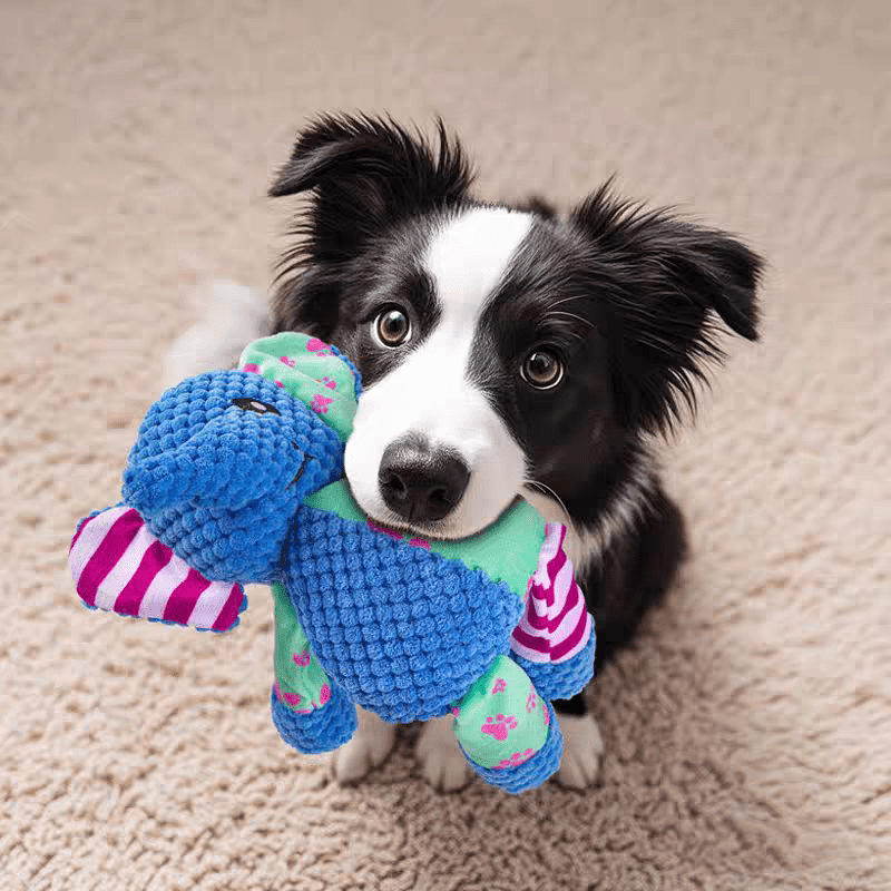 Chew-Resistant Dog or Elephant Plush Toy with Squeaker