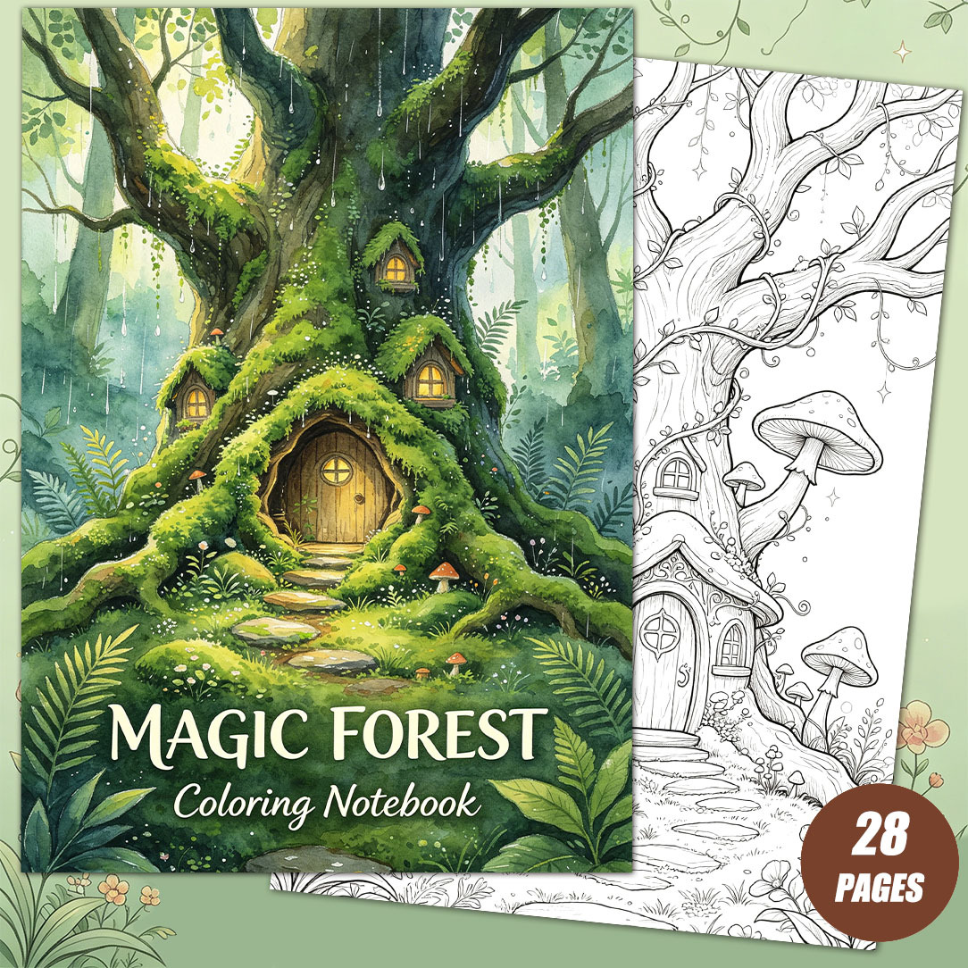 Image of Coloring Book, Adult Stress Relief Painting Sketchbook, 28 Pages Of , 14 Different Scene Exquisite Line Drawings, In Creative Coloring, Suitable For Self-use Or Gifting, 9.84 X 6.93 Inches