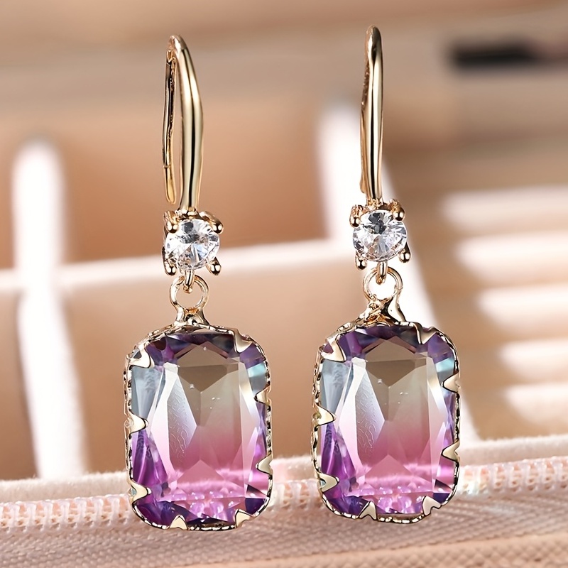 Creative Fashion Gradient Color Earrings with Synthetic Zirconia
