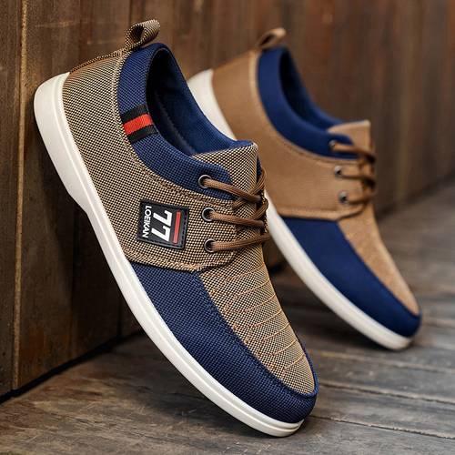 zdjęcie przedmiotu męskie niskie sneakersy khaki niebieskie dwukolorowe, buty do chodzenia, outdoor, fitness, modne, wsuwane, duże rozmiary, uniwersalne, style na wszystkie pory , do dojazdów, spacerów i jazdy