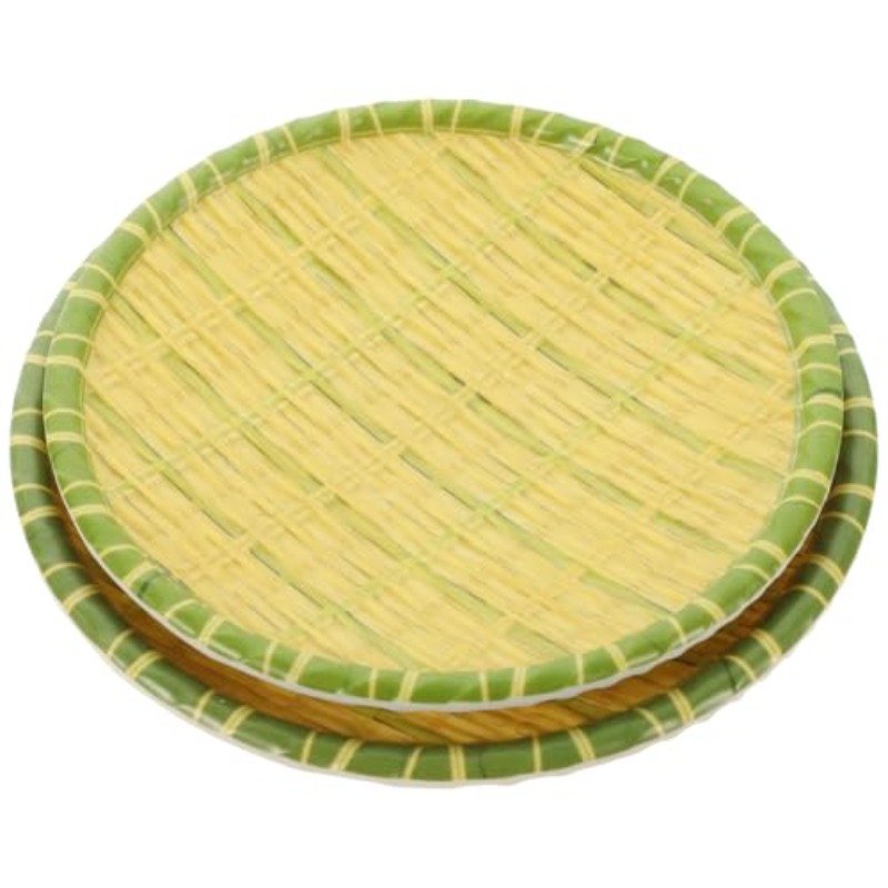 TEMU Set Of 2 Woven Trays For Serving And Storing Food, Ideal For Fruits, Snacks, And Party Table Use, Measuring 7 Inches