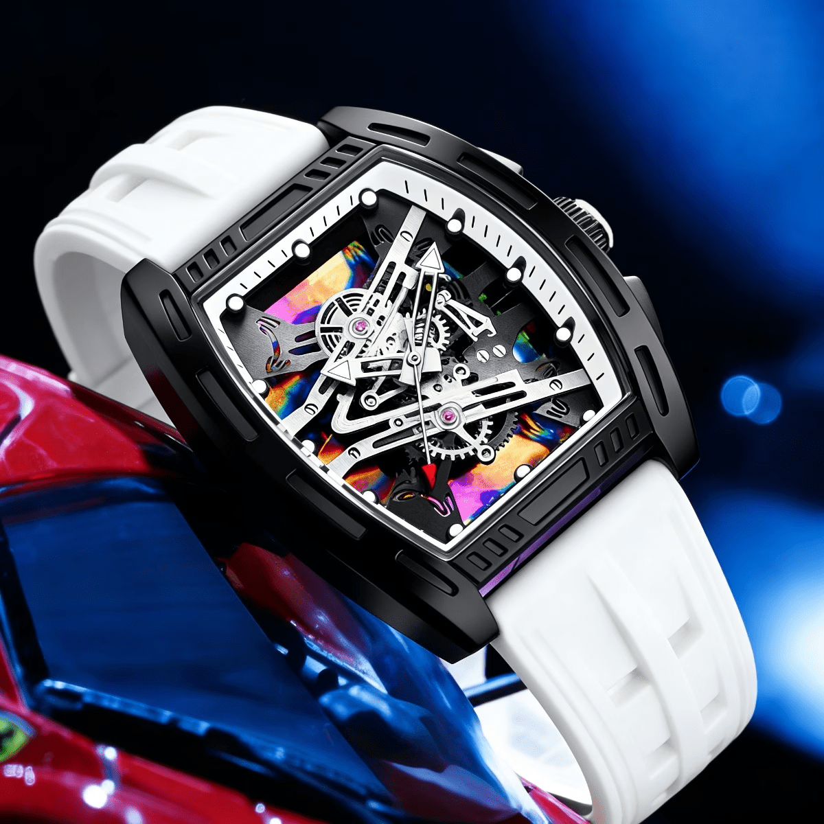 Men's Sports Watch, 2pcs Set, White Modern Design, Pointer Display, High-quality and Durable Acrylic Mirror and Synthetic Resin Case, Comfortable Strap, Suitable for Daily and Special Occasions, Fashionable Classic Watch
