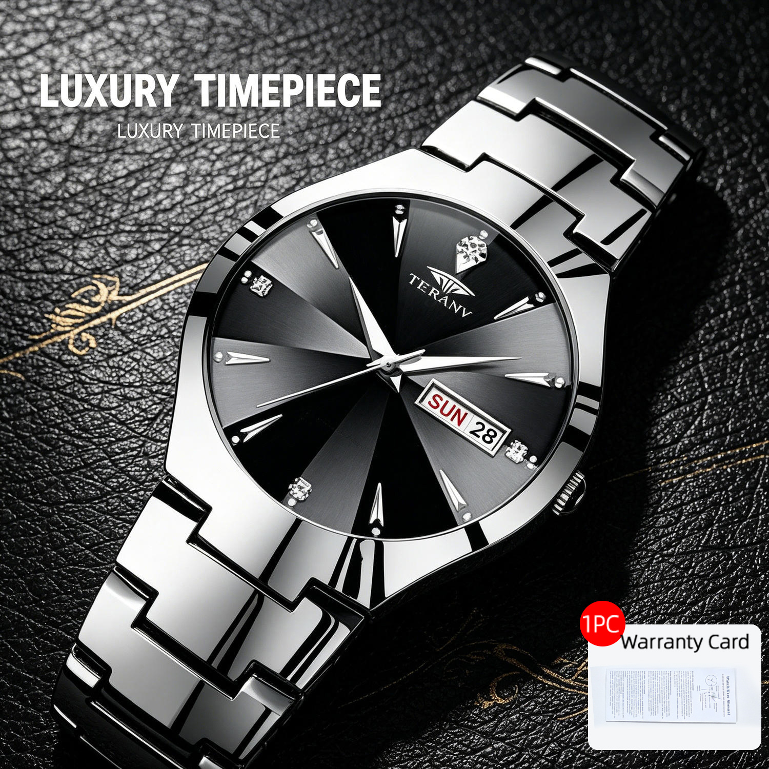 TEMU Men's Sleek Automatic Mechanical Watch - With Calendar, Stainless & Case Valentine's Daya