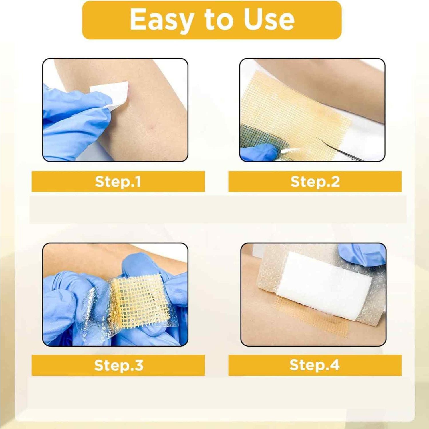 Wound Honey Dressing Foam Bandages, Honey Bandage Wound Care Pad, Adhesive Border 10.16cm'x10.16cm' Breathable Bed Pressure Dressing, Protective Padding, Foam Cushioning, Soft Foam Patches, Smooth Texture - Image 6