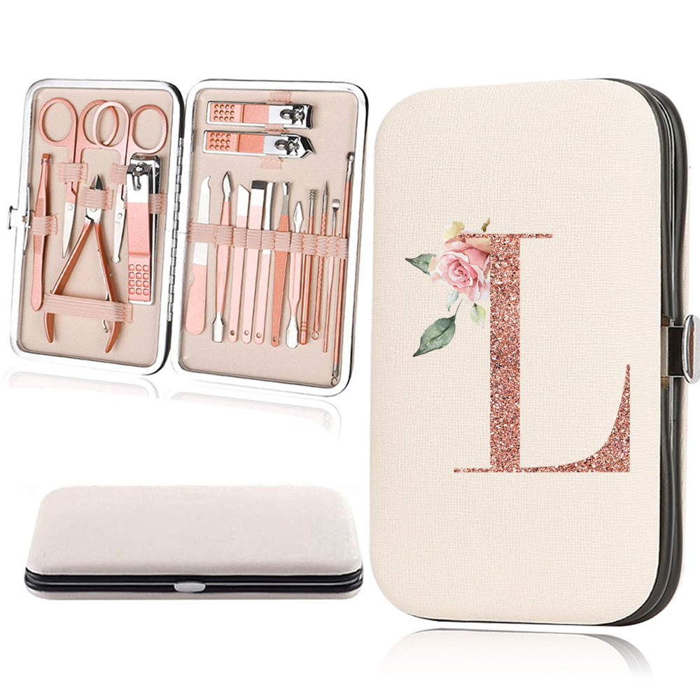 18pcs Rose Golden Nail Studio Set with Portable Storage Box