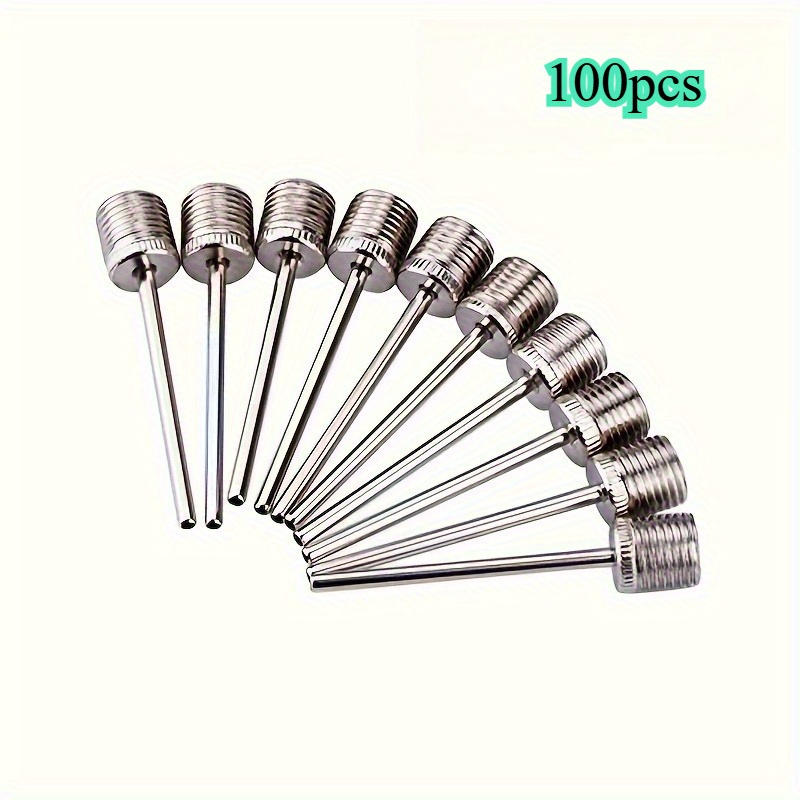 TEMU 100 Stück Edelstahl Ballpumpennadeln - Aufblasadapter für Fußball, & Footballs, Spielzubehör, Sportausrüstung, langlebiges Design,