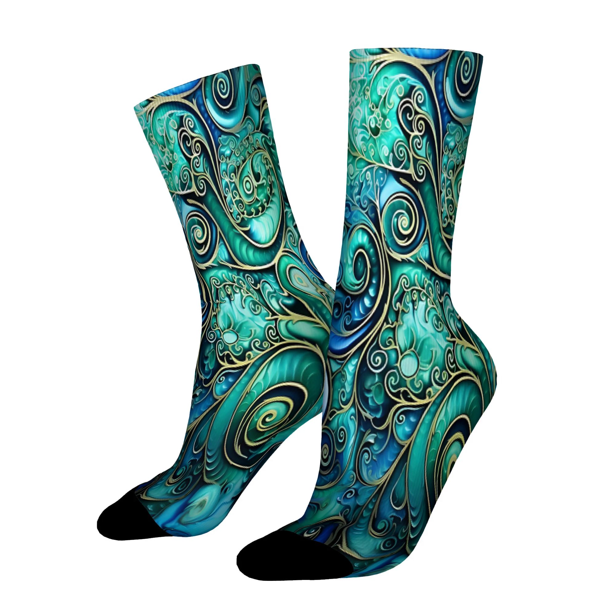 TEMU 2d Flat Printing New Zealand Maori Traditional Men Socks Novelty Spring Summer Autumn Winter Stockings, 2d Flat
