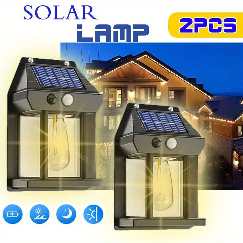 TEMU 2packs 4packs Solar Wall Lights Outdoor, Dusk To Dawn Porch Lights, 3 , Outdoor Courtyard Waterproof Decoration Induction Lantern, Small Night