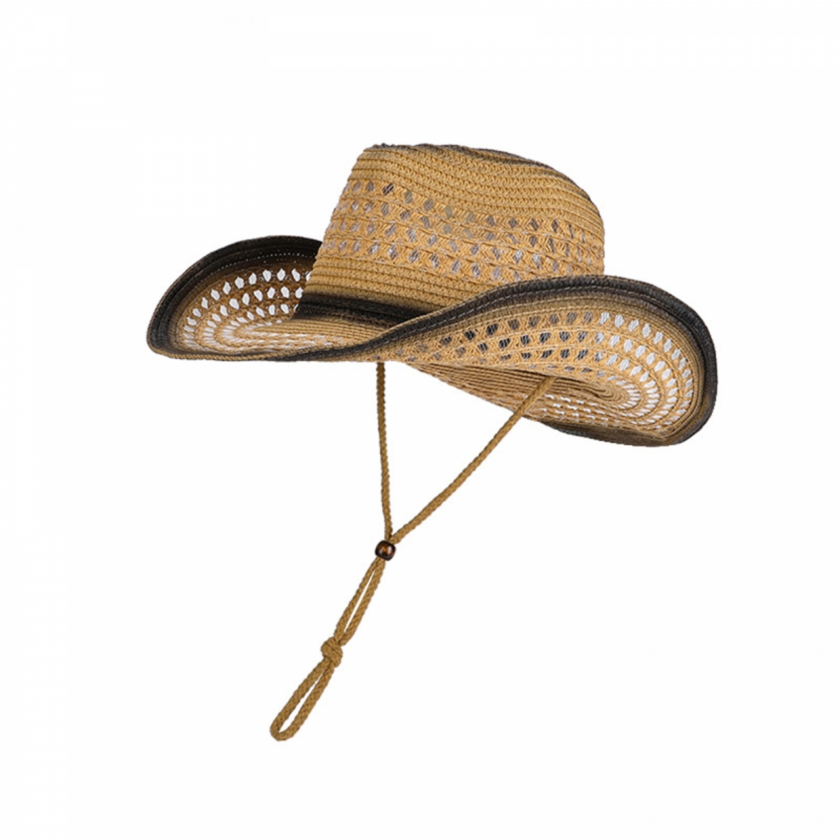 Straw Cowboy Hat with Two Decorative Bands - Handmade, Breathable Sun Hat Handcrafted Straw Hat With Red Flower Vintage Leather Band  main image 2